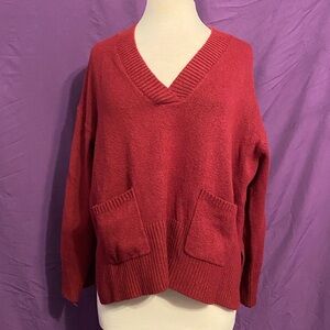LOFT Rich Red V-Neck Sweater. Size M.